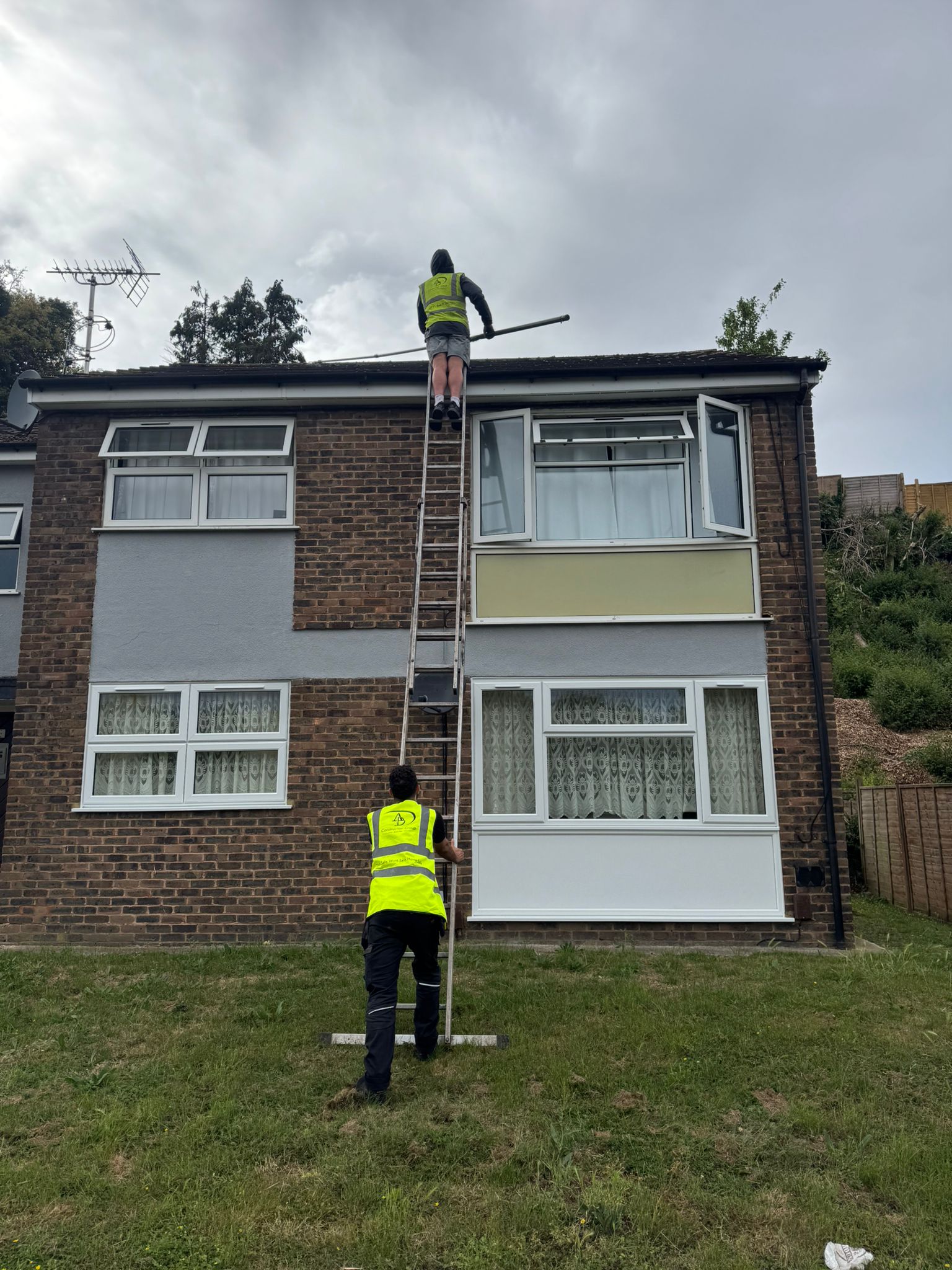 Exterior cleaning work in progress